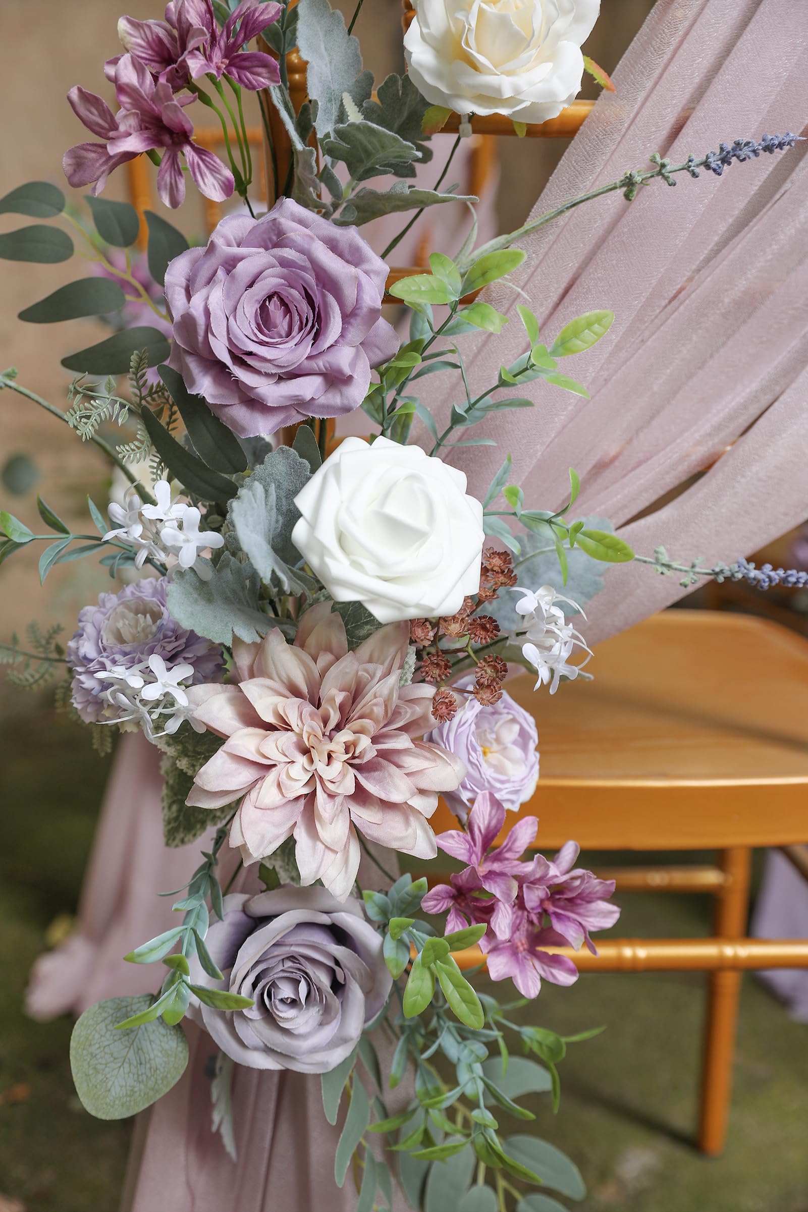 YYHUAWU Set combinato di fiori artificiali con foglie di fiori finti con steli per bouquet da sposa fai da te, centrotavola, composizioni floreali, decorazioni per baby shower, feste, decorazioni per