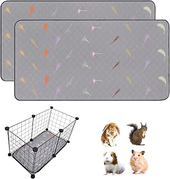 2Pcs Guinea Pig Cage Liners,Guinea Pig Fleece Cage Liners12X24 Super Absorbent Washable Pee Pads Reusable for Rabbit Hamster Chinchilla