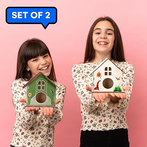 Miniatura 2 de Neliblu 6 casas de pájaros de madera para manualidades, para niños, manualidades para adultos, con kits de casa de pájaros de madera sin terminar,