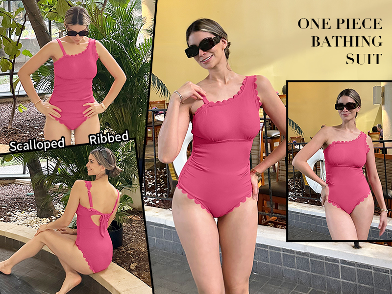 Charmo Bathing Suit for Women One Shoulder One Piece Swimsuit