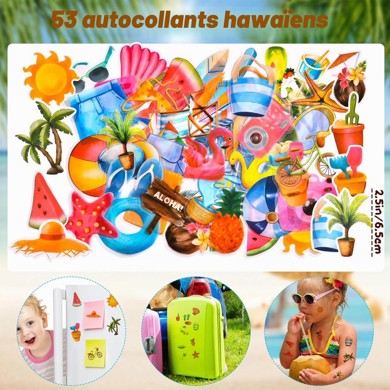 Été Piscine Fête Goodies Anniversaire Enfant Paille Plastique Porte Clef Stickers Sachet Bonbon Bracelet Caoutchouc Jeux De Piscine Fête Hawaïenne Sac Cadeau Anniversaire