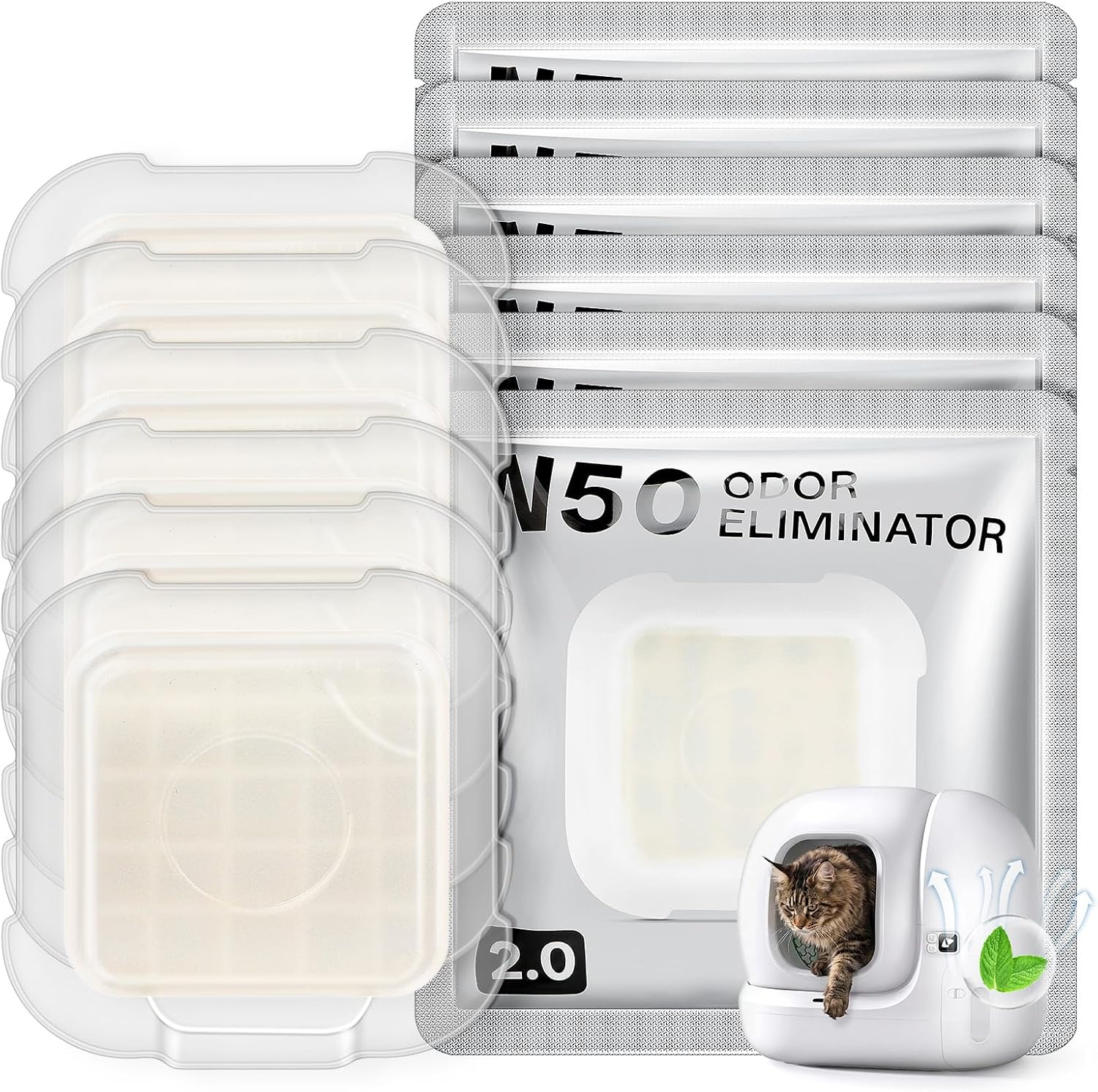 6 x N50 2.0 eliminator zapachów do PETKIT Pura Max / Pura Max 2 / Purobot Max Pro samoczyszcząca kuweta dla kotów, długotrwała kontrola zapachu, zwalcza zapachy, usuwa uporczywe zapachy
