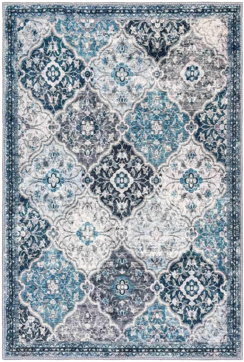 KILOCOCO 2x3 Area Rug, Moroccan Super Soft Entryway Rugs Indoor Vintage Washable Rug Non-Slip Indoor Door Mat, Accent Print Faux Wool Throw Rug for Laundry Kitchen Bedroom Entrance, Blue/Multi - Image 8