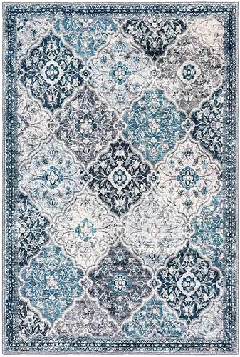 Miniatura 8 de KILOCOCO Alfombras marroquíes para interiores de 2 x 3, alfombra de área pequeña, vintage, floral, antideslizante, lavable, alfombra pequeña con