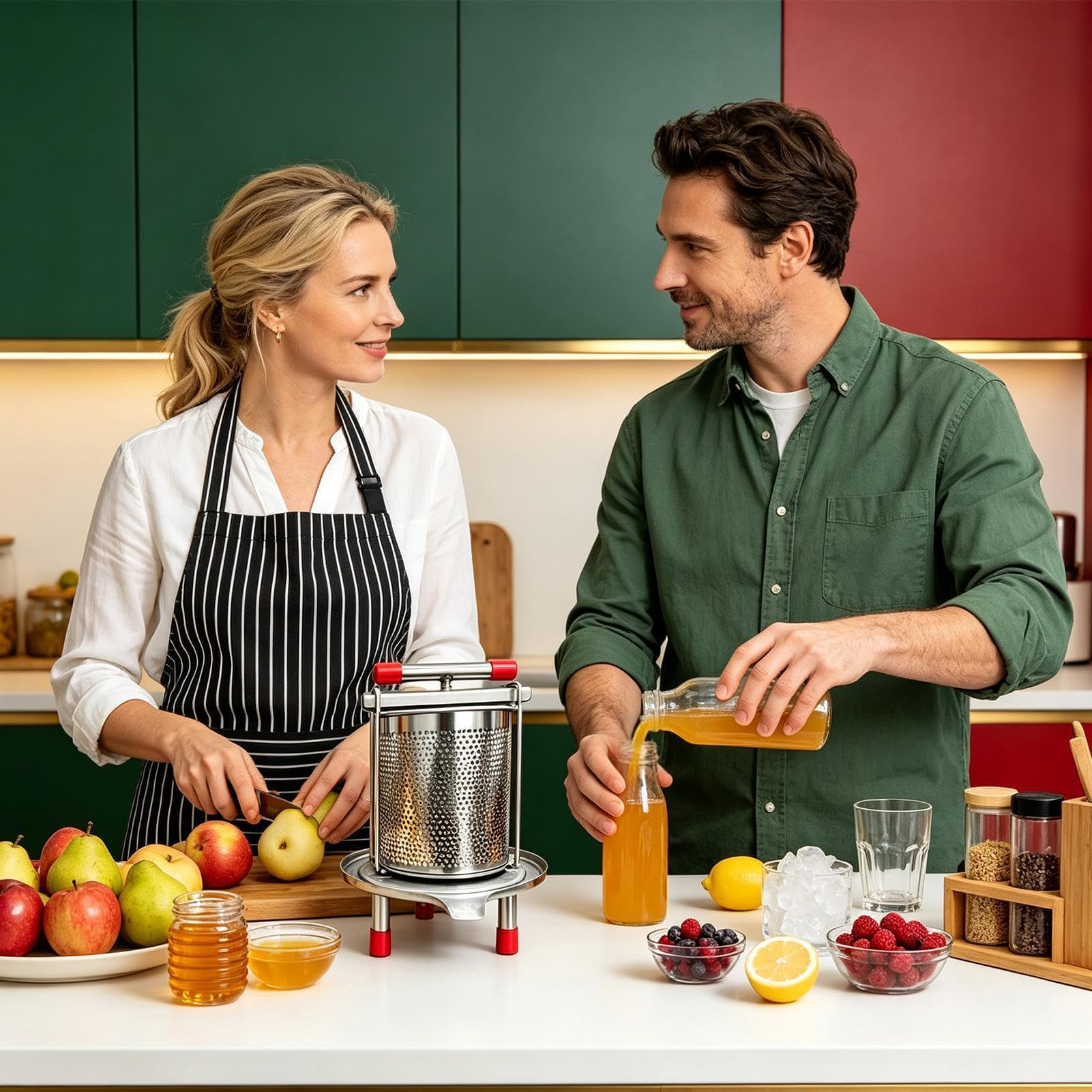 Gemüsepresse 2,8L mit T-Griff Manuelle Edelstahlpresse