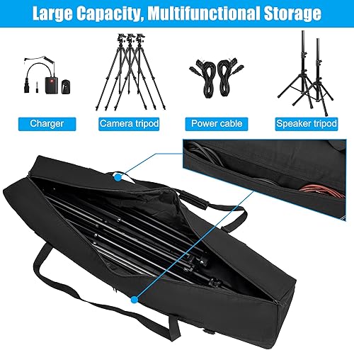 Miniatura 14 de 60" Multifunctional Tripod Bag, Heavy Duty Tripod Carrying Case with Dual Compartment for Music Stand, Mic Stand, Speakers Stand, Tripods, Lights