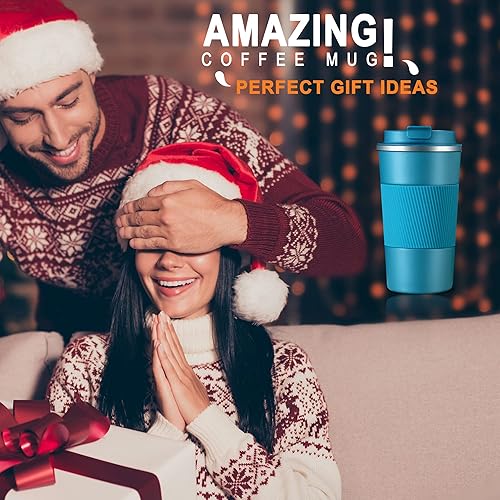 Miniatura 7 de Taza de viaje para café, 17 onzas, doble pared, aislada, al vacío, taza de café con aislamiento a prueba de fugas, para agua fría y caliente, café y