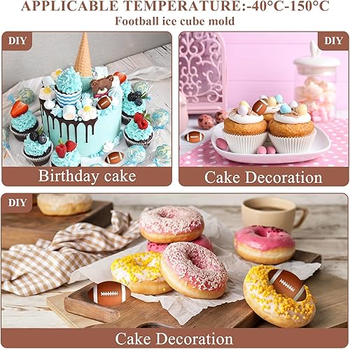 Miniatura 7 de Molde para cubitos de hielo de fútbol, 2.5 pulgadas, 4 hielos, bandeja de silicona para cubitos de hielo con tapa, molde de hielo de esfera y molde
