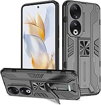 Cover for Honor 90, Military Case with Stand Support Bumper Shockproof Case, Hard PC Back Cover and TPU Bumper Anti-Scratch Shockproof Case- Black