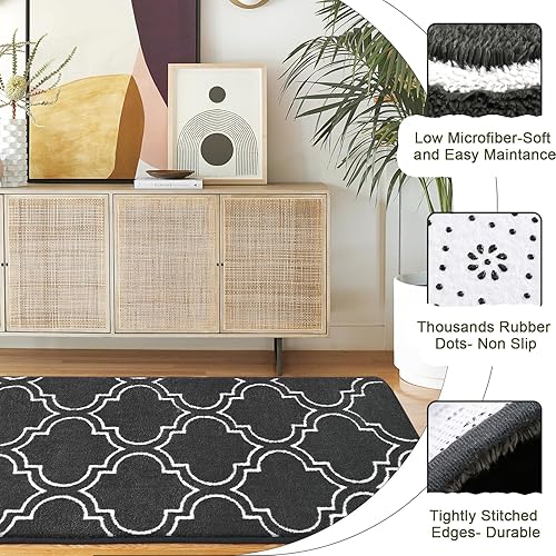 Miniatura 5 de HOMORE Alfombra de pasillo de 2 x 6, alfombra larga de pelo largo para dormitorio, sala de estar, sofá, pasillo, alfombras de espuma viscoelástica