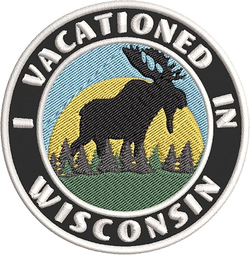Miniatura 7 de I Vacationed in Wisconsin 3.5" Bordado DIY HierroCoser Parches Decorativos Recuerdo Vacaciones Viajes Aventura Novedad Tema