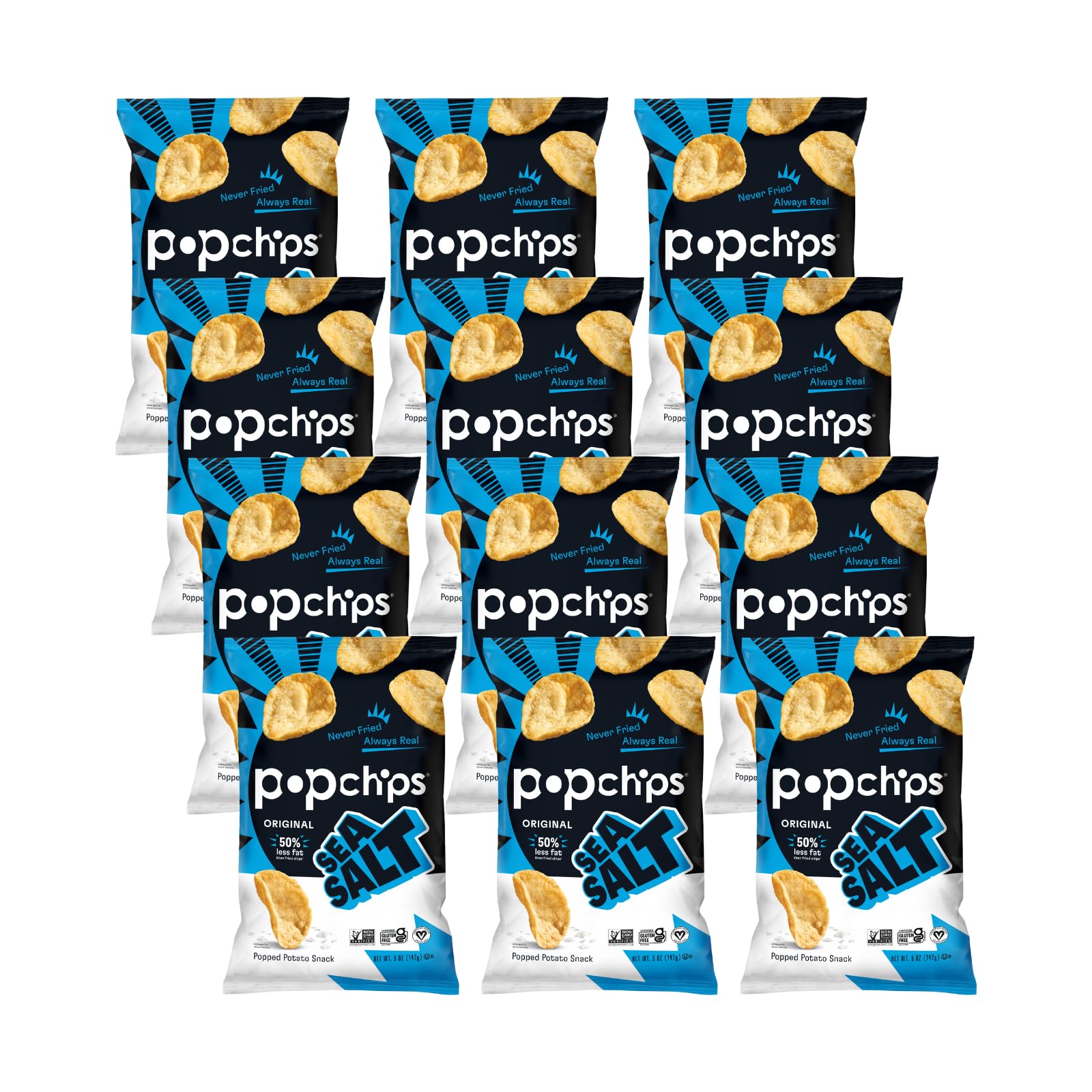 Popchips Potato Chips, Sea Salt, Gluten Free, 5 Ounce (Pack of 12)