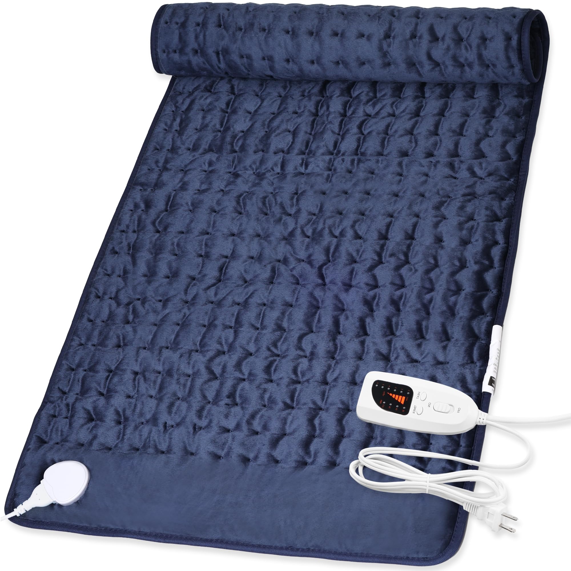 Deepsoon Electric Heating Pad,6 Heat Settings for Office Home (DarkBlue,40"x20"),Heating Pad for Back Shoulders Abdomen,Timer Settings and Auto Shut Off,Soft Plush Surface,Birthday Gifts for Women Men