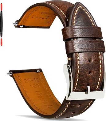 Quick Release Leather Watch Band 14mm 16mm 18mm 19mm 20mm 21mm 22mm 24mm,Vintage Oil Wax-tanned Pull-up Mens Watch Bands Replacement Leather Watch Straps for Men Women