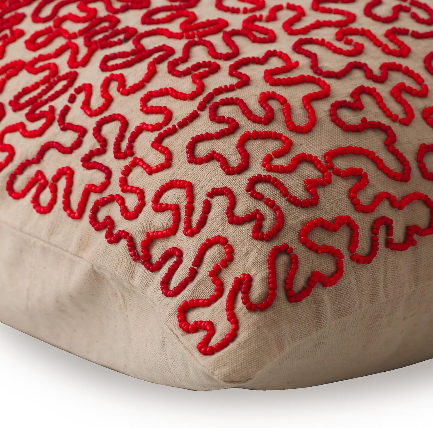 The HomeCentric Pillow Cover, Mocha Pillow Covers 16x16 inch (40x40 cm) Linen Decorative Pillow Case Cover, Sea Creatures, Sea Weeds, Coral, Beaded, Beach Throw Pillows - Blooming Maze