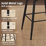 LUE BONA 26 Inch Swivel Bar Stools Set of 3, Counter Height Bar Stools with Back, Upholstered Counter Stools, Faux Leather with Stitching, Metal Legs, Easy Assembly, Light Beige Gray