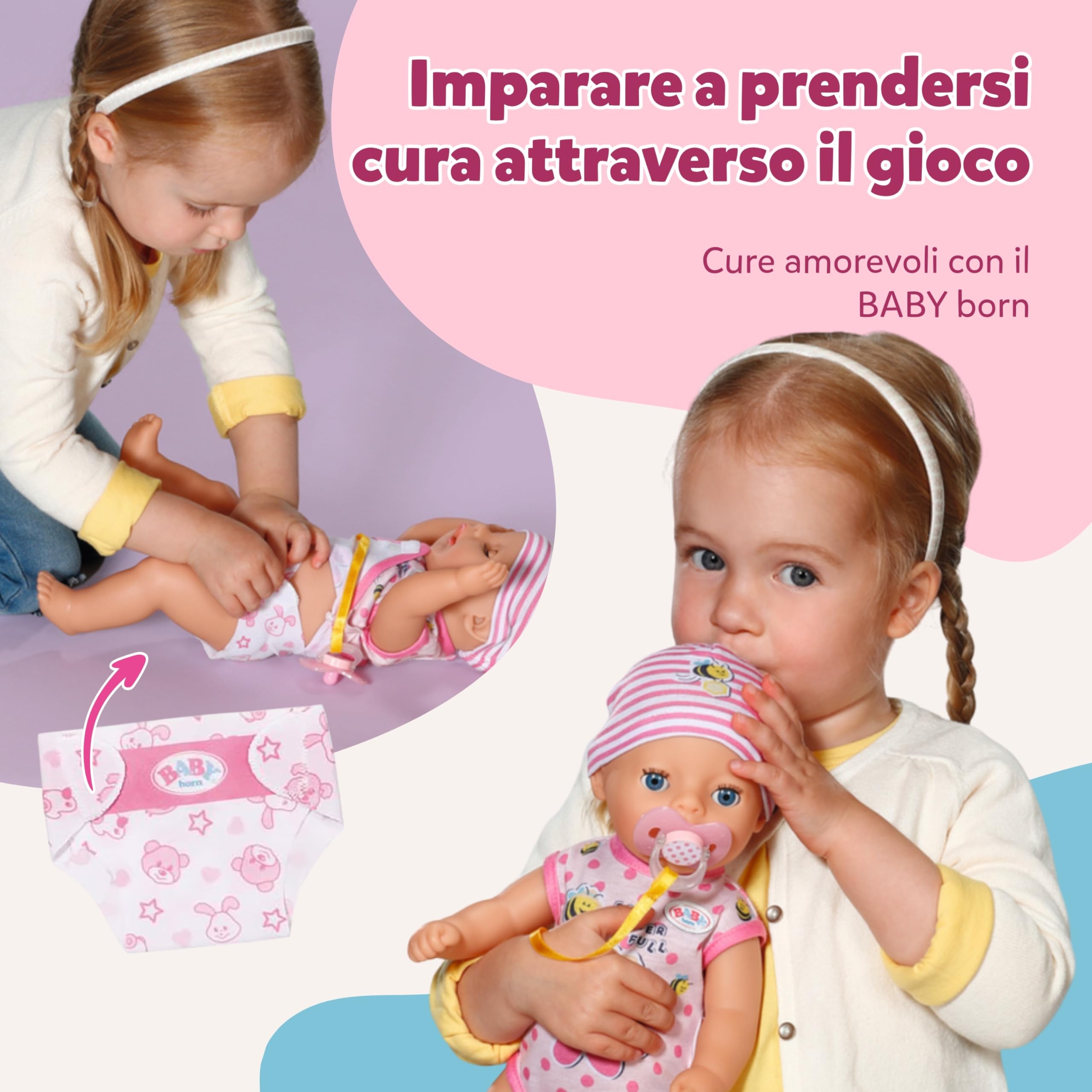 BABY born Lena (Little Baby Girl) - Bambola di 36 cm - 7 funzioni incl. accessori e tutina - Funziona completamente senza batterie - Adatta a bambini a partire da 1 anno