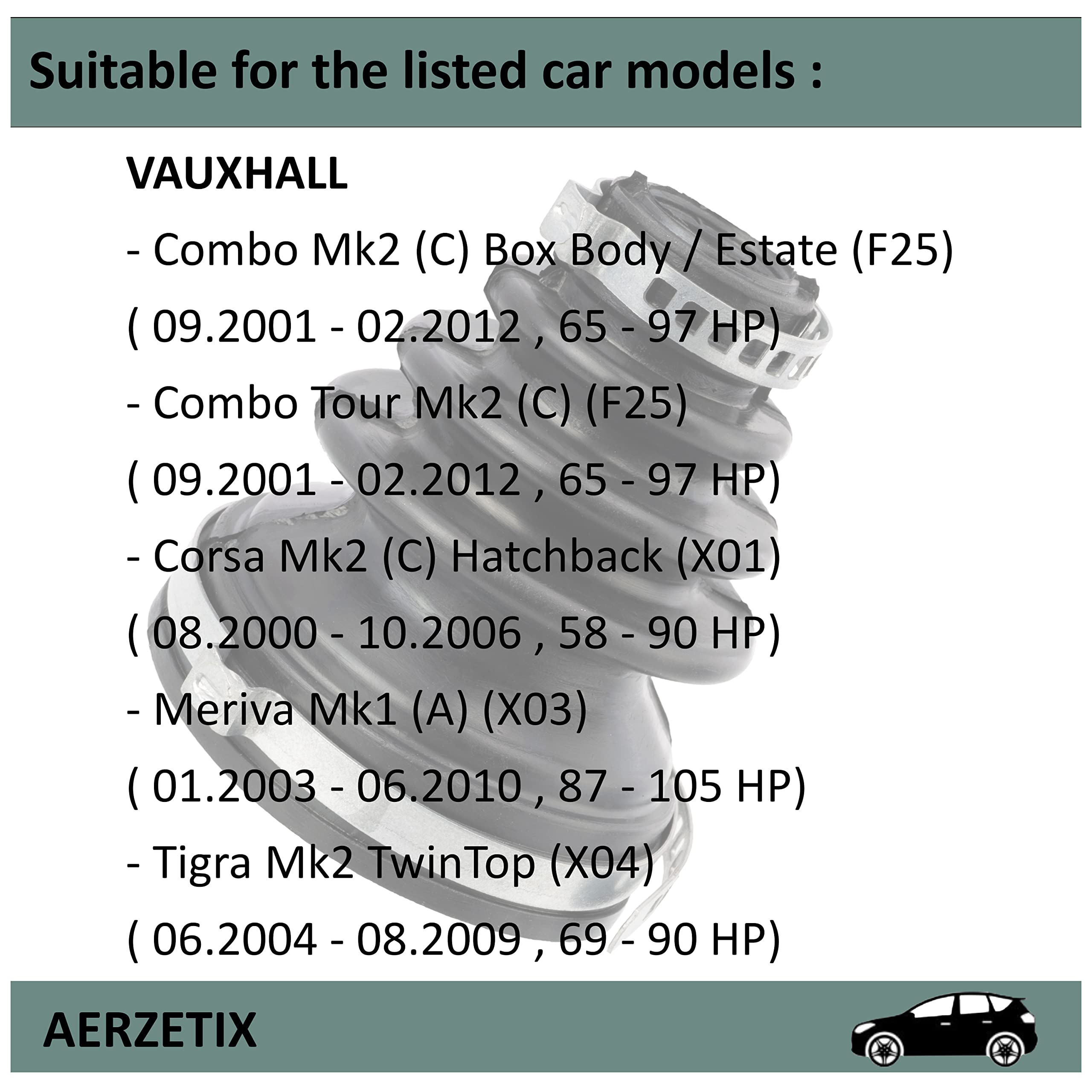 AERZETIX - C66778 - Soufflet de cardan + 2 colliers - côté de montage: des deux côtés de l'essieu avant, du côté boîte de vitesses - compatible avec numéros OE 1603004, 1603230