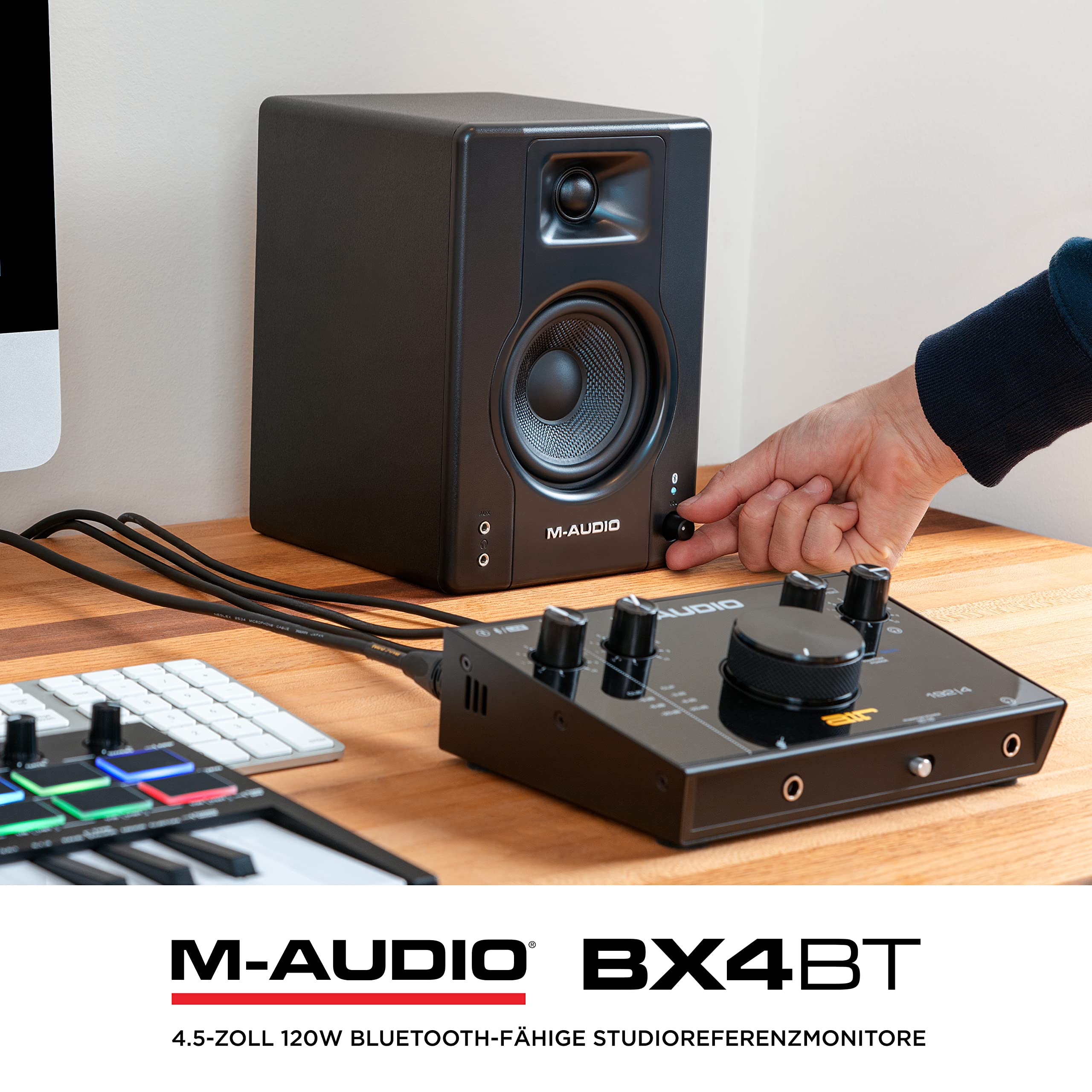 M-AUDIO BX4BT 4.5-Zoll Studio-Monitore mit Bluetooth High-Definition Monitor Lautsprecher Boxen für Recording und Multimedia, Paar