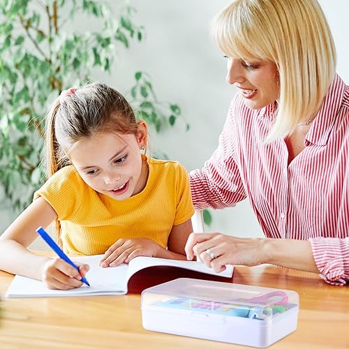 Miniatura 6 de 10 cajas de lápices de plástico a granel transparentes de gran capacidad con tapa hermética a presión, caja de lápices de lápices de almacenamiento,