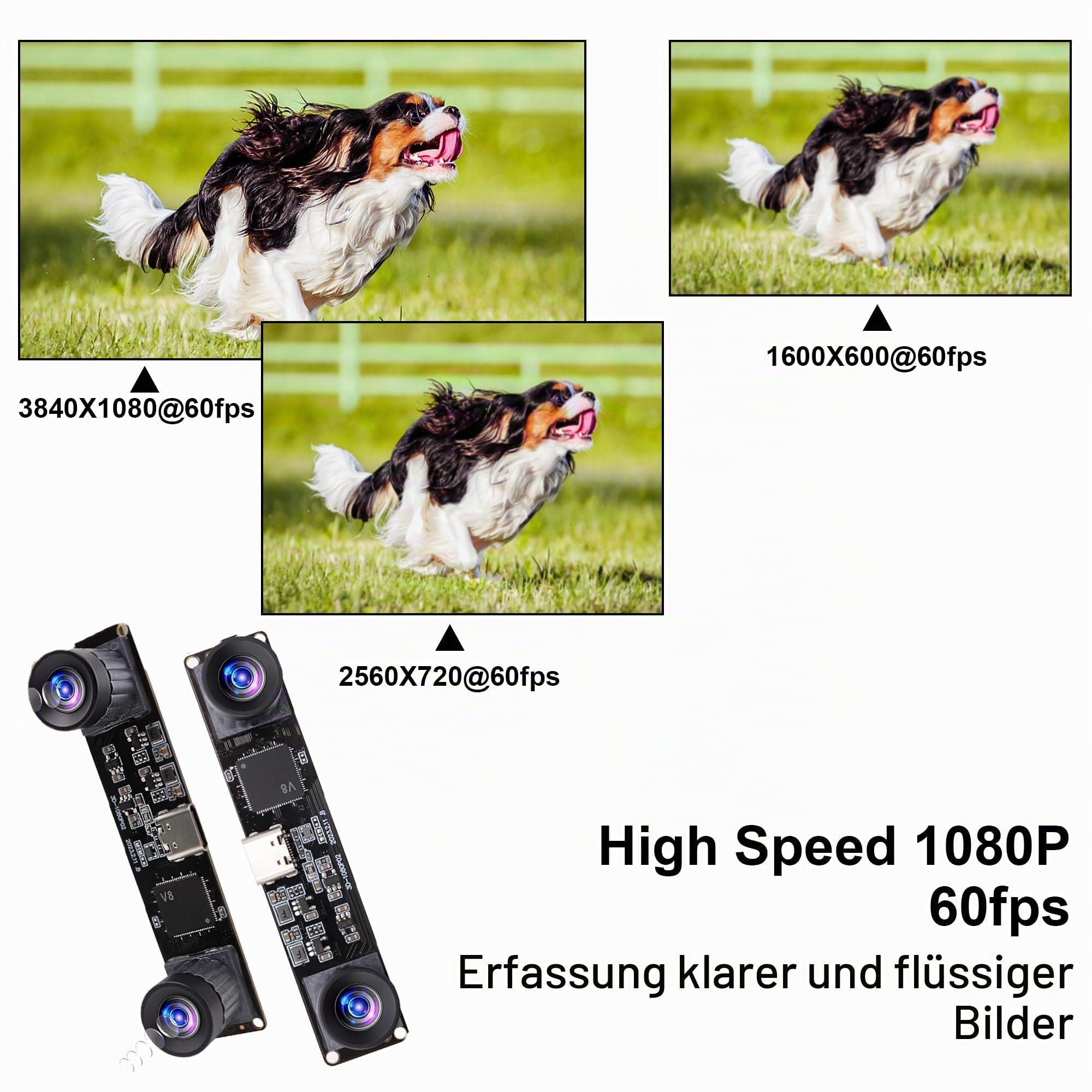 Svpro USB Kamera Mit Zwei Objektiven 1080P 60fps Hochgeschwindigkeits UVC Industriekamera Board Synchronisation PC, Lightburn Fernglas Lasergravur Kameraboard für 3D VR Biometrie