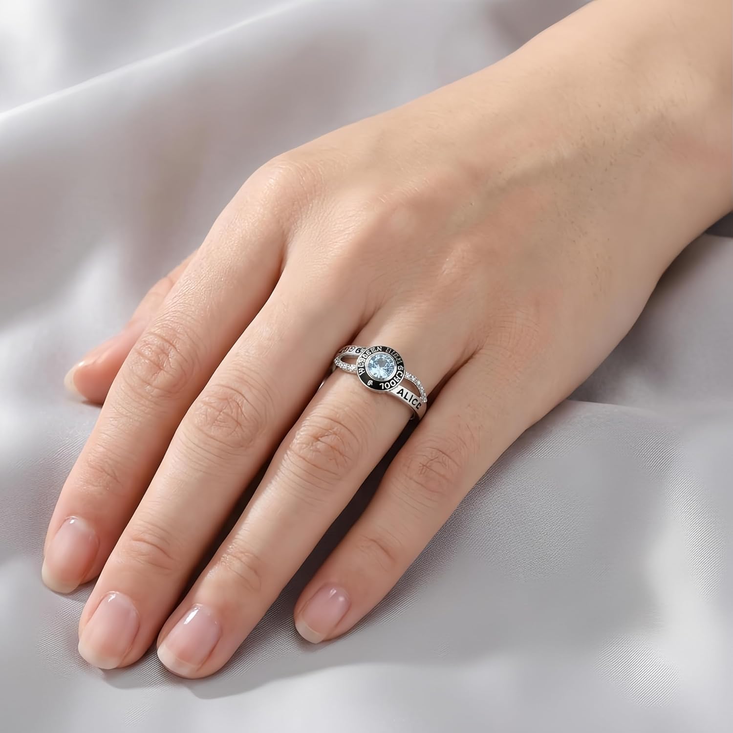 Class Ring for Women Custom Engraving Available High School Rings Class of 2026 for Women Sterling Silver Personalized Graduation Jewelry for Her