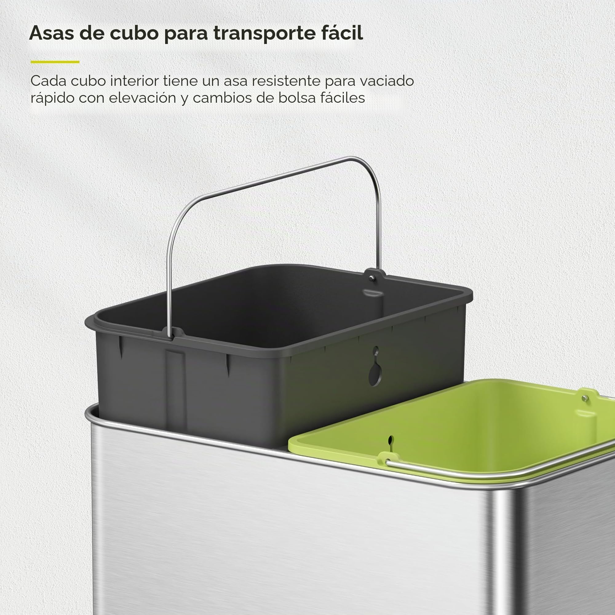 EKO Econova - Cubo de basura con sensor de movimiento doble, 30 L + 30 L, cubo de basura automático para cocina y reciclaje, tapa suave, antihuellas, cubo de basura de acero inoxidable 2