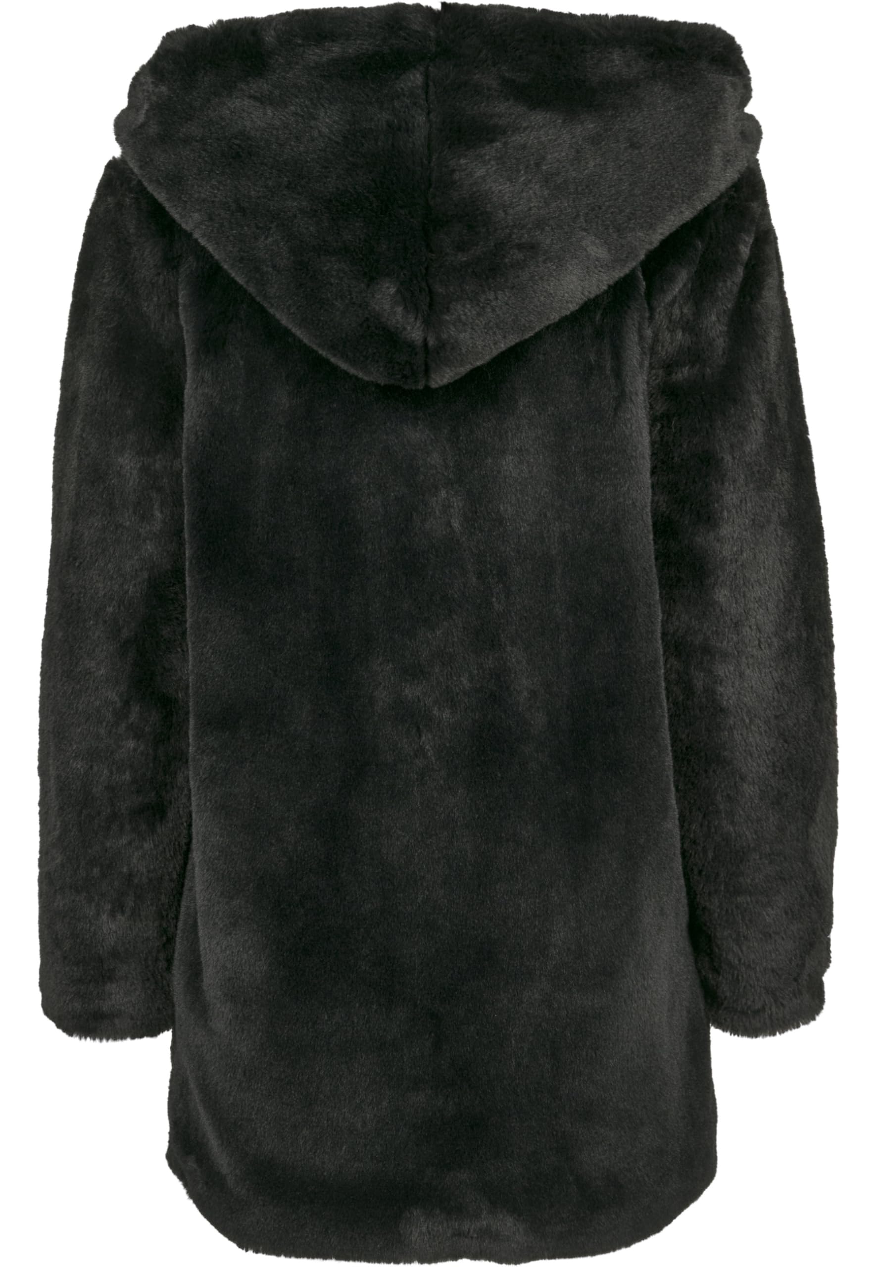 Urban Classics Damski p?aszcz z kapturem z imitacji futra królika, damski p?aszcz z kapturem i kieszeniami bocznymi, dost?pny w wielu kolorach, rozmiary XS - 5XL, czarny, L
