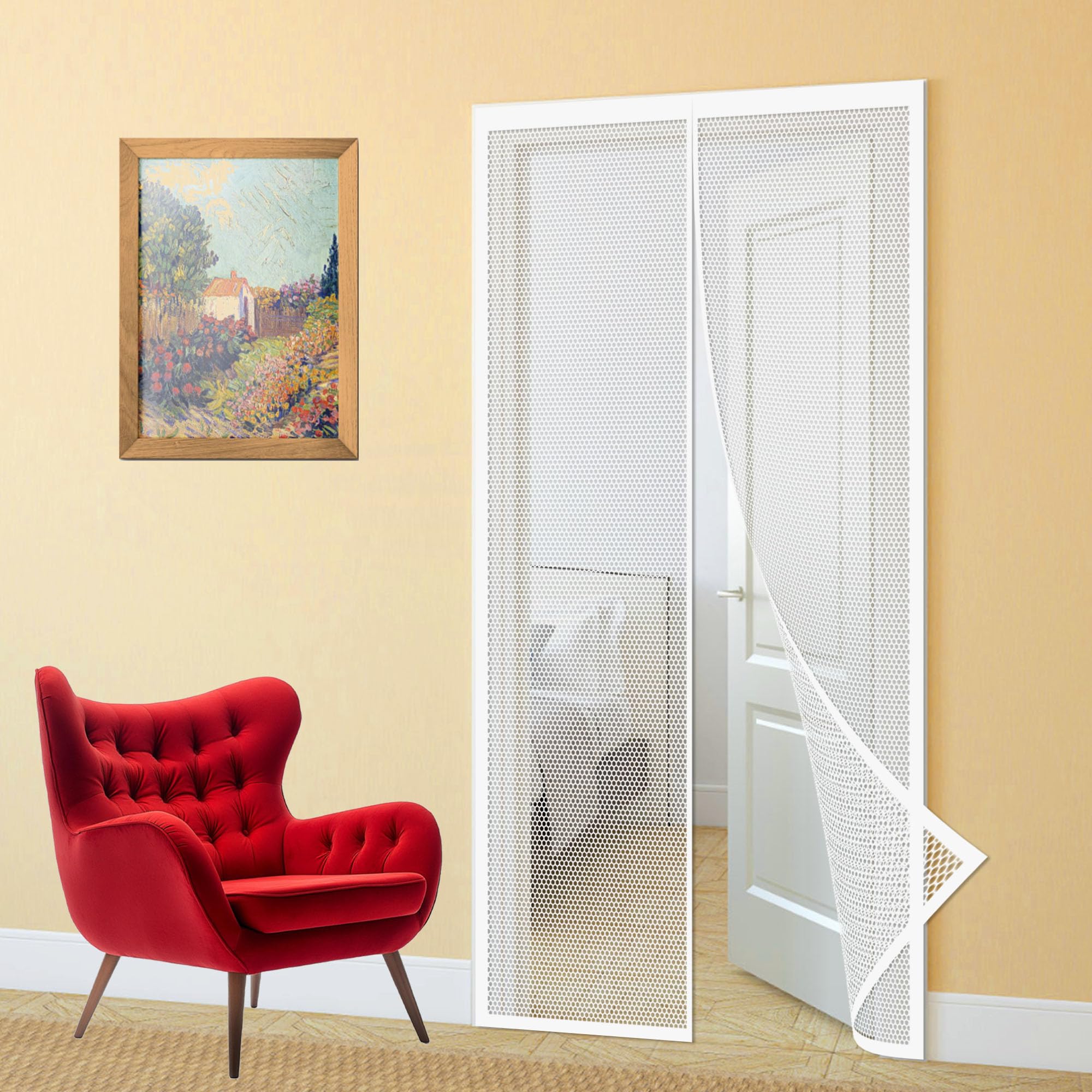 Moustiquaire magnétique porte extérieure rideau anti moustique 128x259 blanc