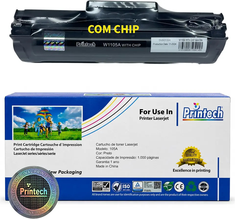 Toner Compatível 105A W1105A Printech 100% NOVO para HP 107w, 107a, 135a, 135w, 137fnw