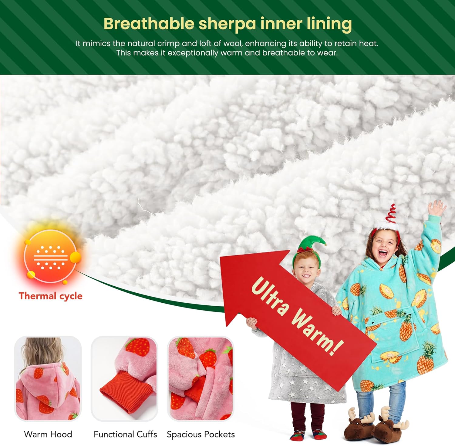 Narecte Kids Hoodie Blanket Birthday Gifts for Girls Year Old Girl Toddler Wearable Blanket Hoodie Kids Oversized Ideas Teen - Image 3