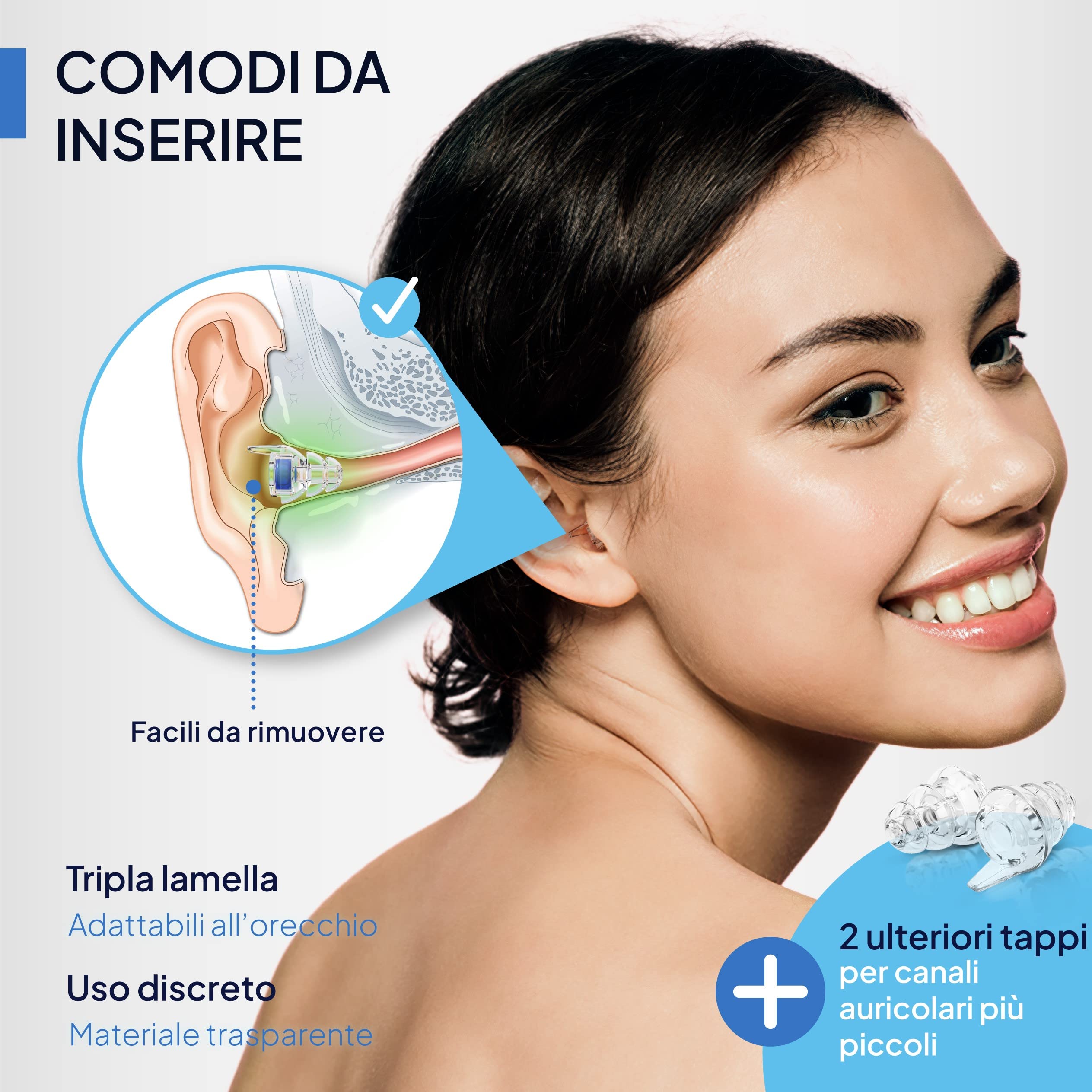 Senner MusicPro tappi per orecchie antirumore a protezione dell’udito con contenitore in alluminio. Ideali per musica, concerti, discoteca e festival (Ampia bottiglia nera Filtro blu)