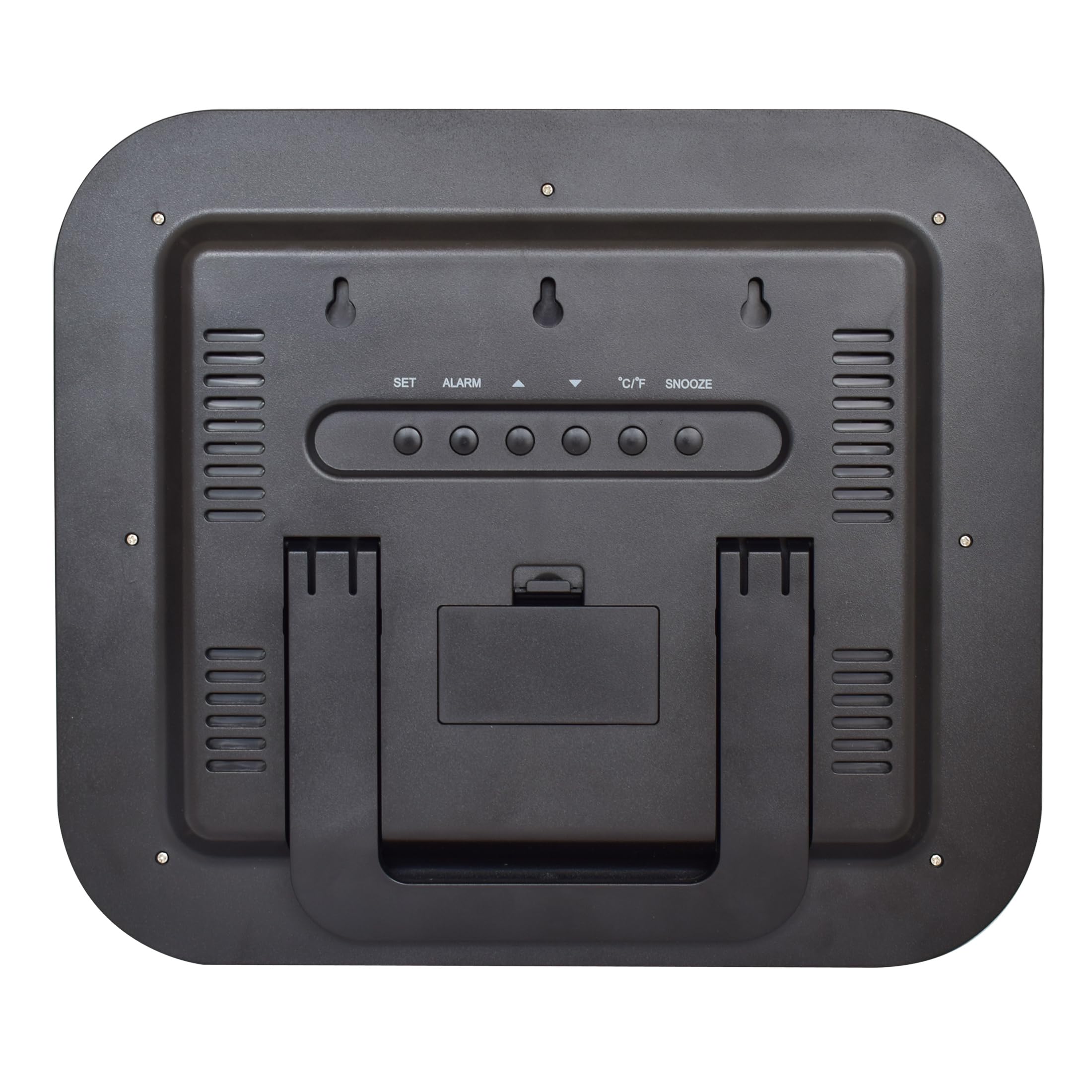 Westclox Reloj de pared digital grande negro con indicador de fecha y temperatura