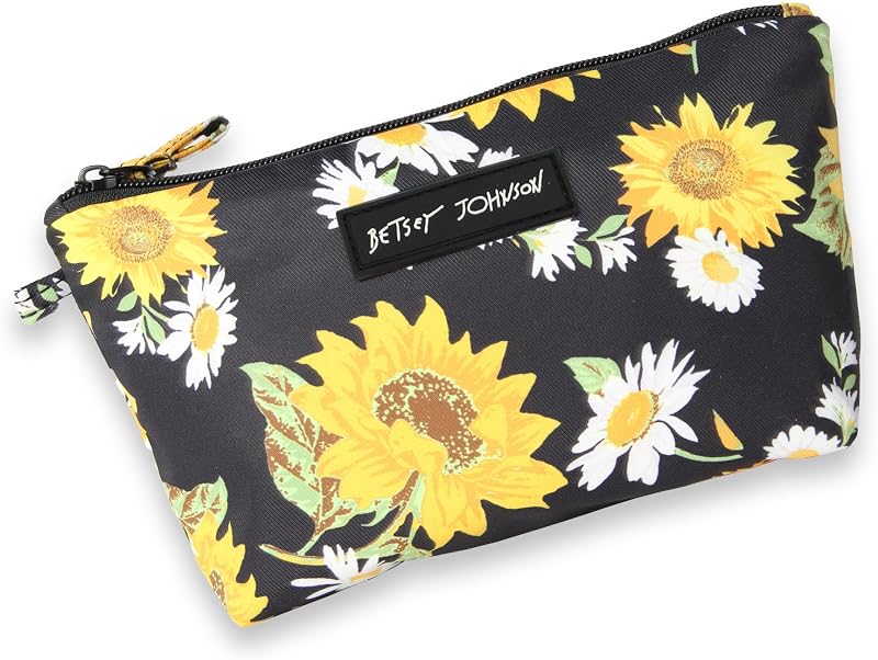 Necessaire Betsey Johnson com zíper, estampa Sunflowers, poliéster, Modelo B8030
