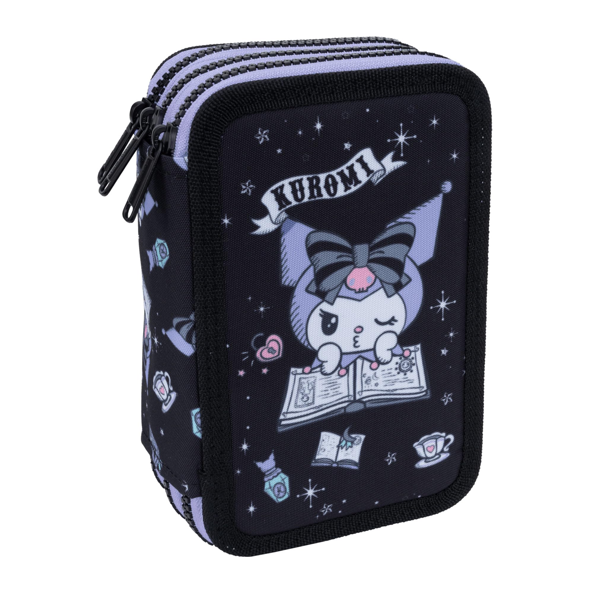 CoolPack Kuromi Astuccio Jumper 3-3 scomparti riempiti – Astuccio per studenti con cancelleria – motivo gotico