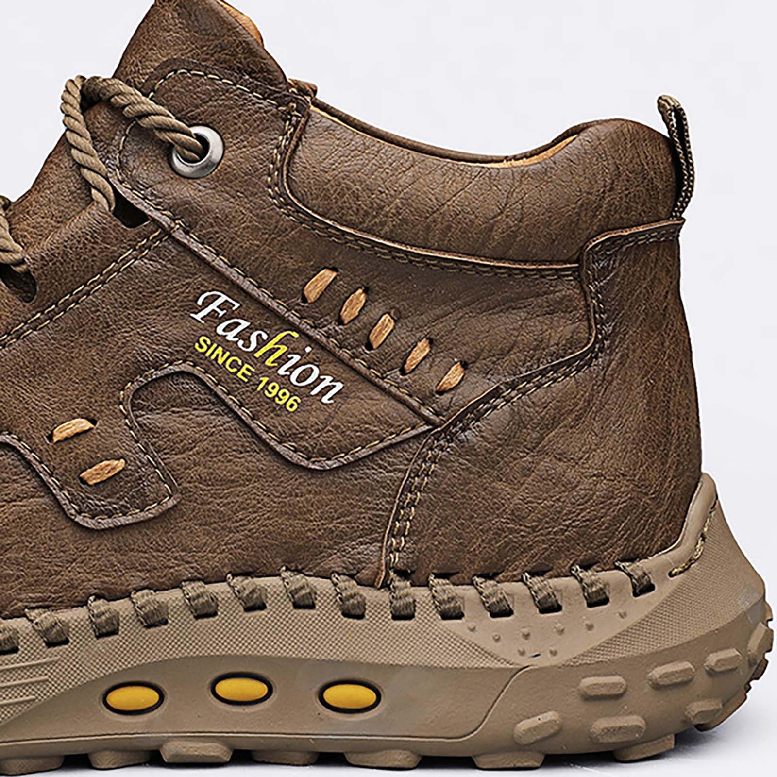 Męskie ręcznie szyte skórzane botki rustykalny naturalny styl sznurowane buty do chodzenia w ziemistych odcieniach wygodne obuwie outdoorowe dla mężczyzn