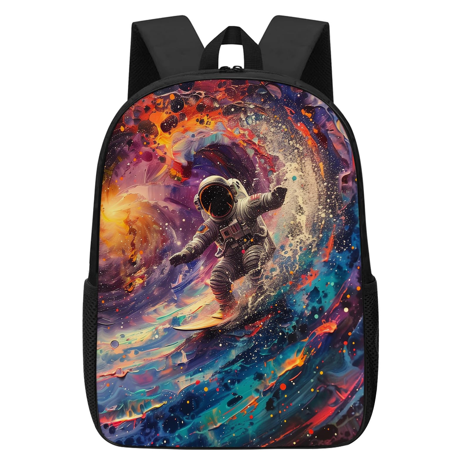 DOINBEE Space Astronaut Backpack for Boys Girls Kids, Colorful Astronaut Surfing in Galaxy Laptop Backpacks 17" Casual Travel Daypack, Back to School