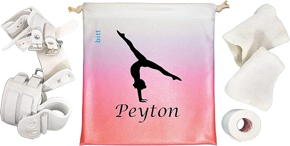 Bitt Sportswear Personalized Gymnastics Grip Bag with Split Handstand in Ombre Colors - Customized Bag with Crystals Option