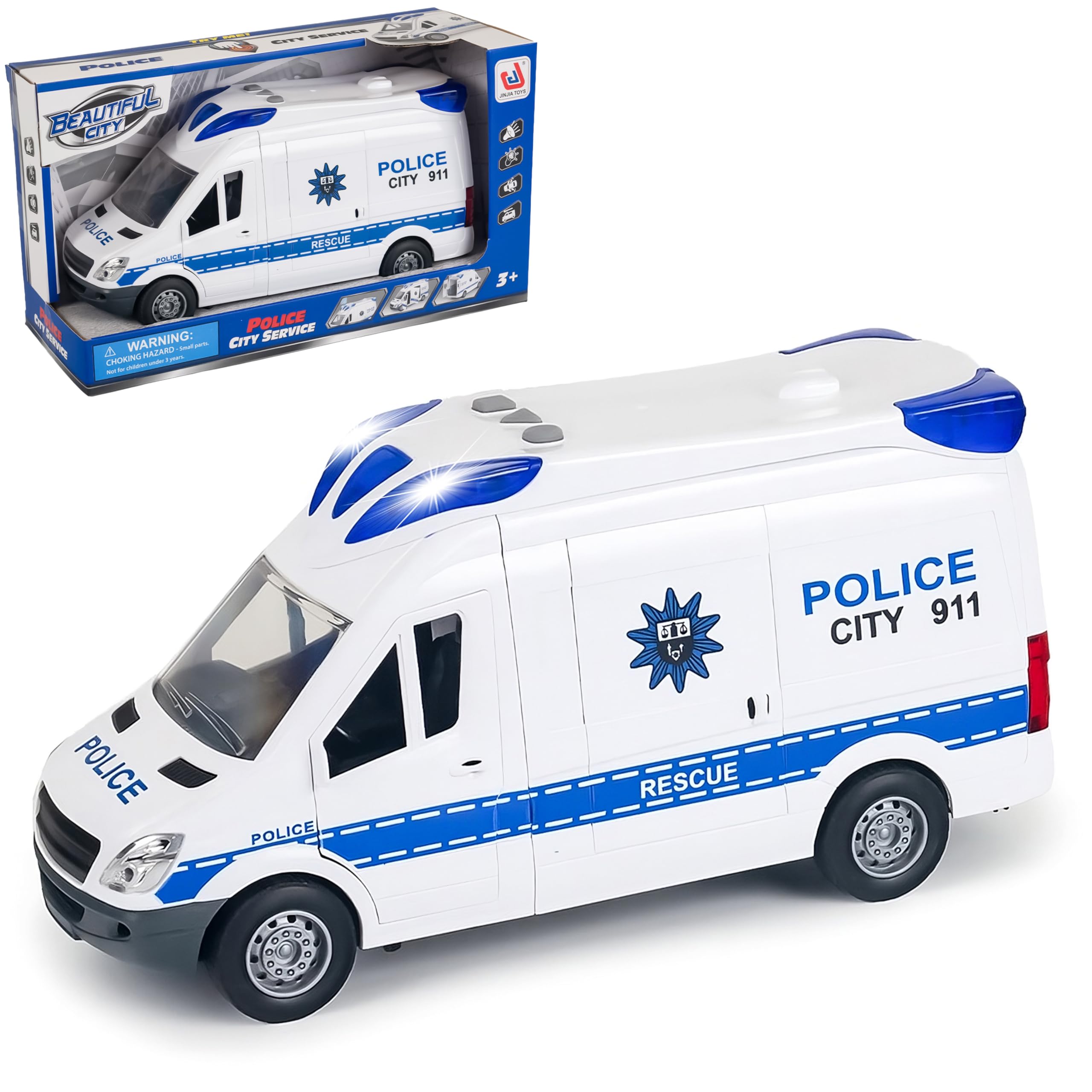 Generico Auto Ambulanza Giocattolo - Veicolo Medico Grande Con Barella & Pannello Posteriore Apribile | E Suoni Per Gioco Salvataggio Realistico | Per Bambini 3-8 Anni, 27x10x14cm, Materiale PP