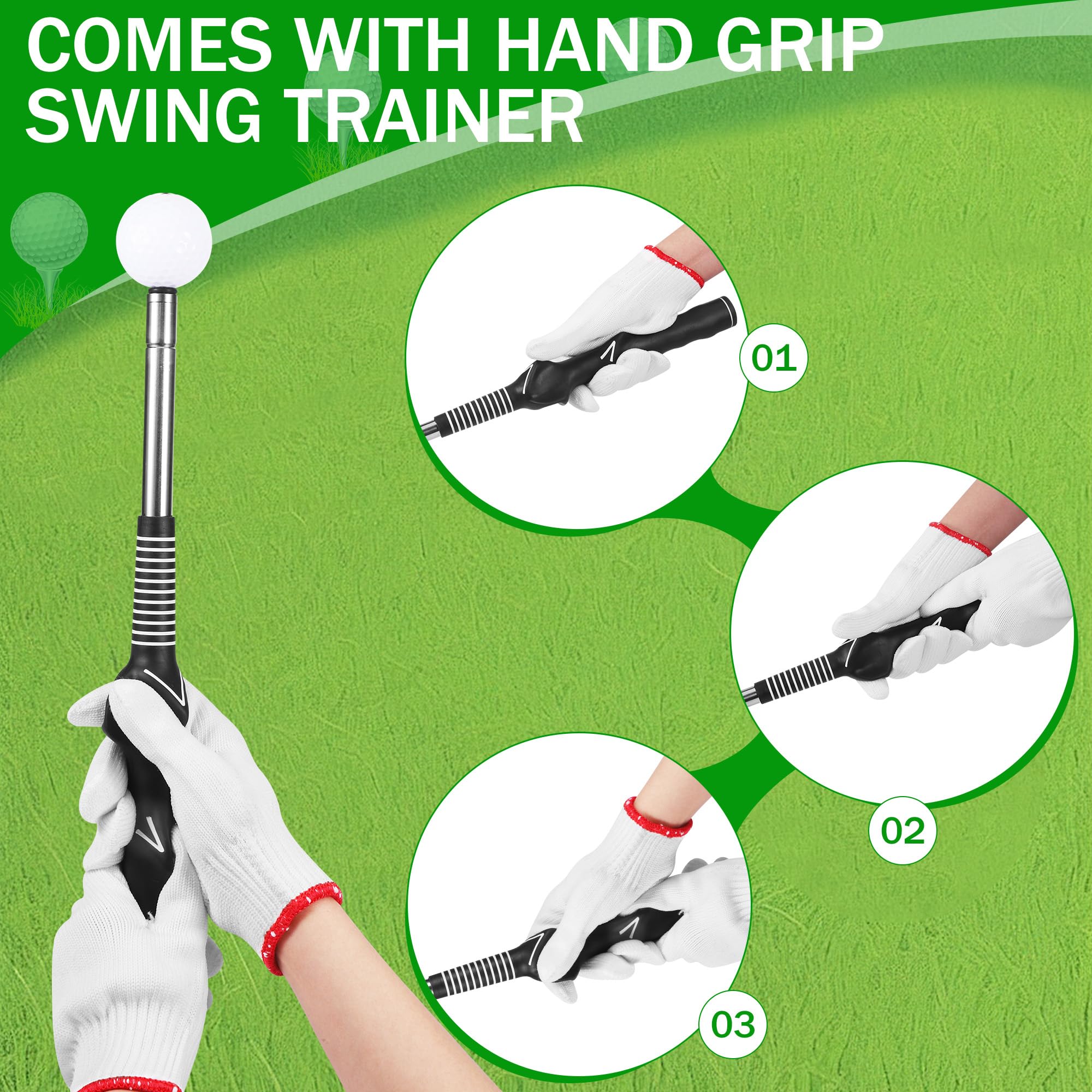 Starvortex Allenatore Telescopico Swing del Golf con Fascia Elasticizzata, Golf Swing Grip, per Allenamento di Battuta di velocità e Forza Principianti, Ideale Come Regalo per Golfisti e Golfiste