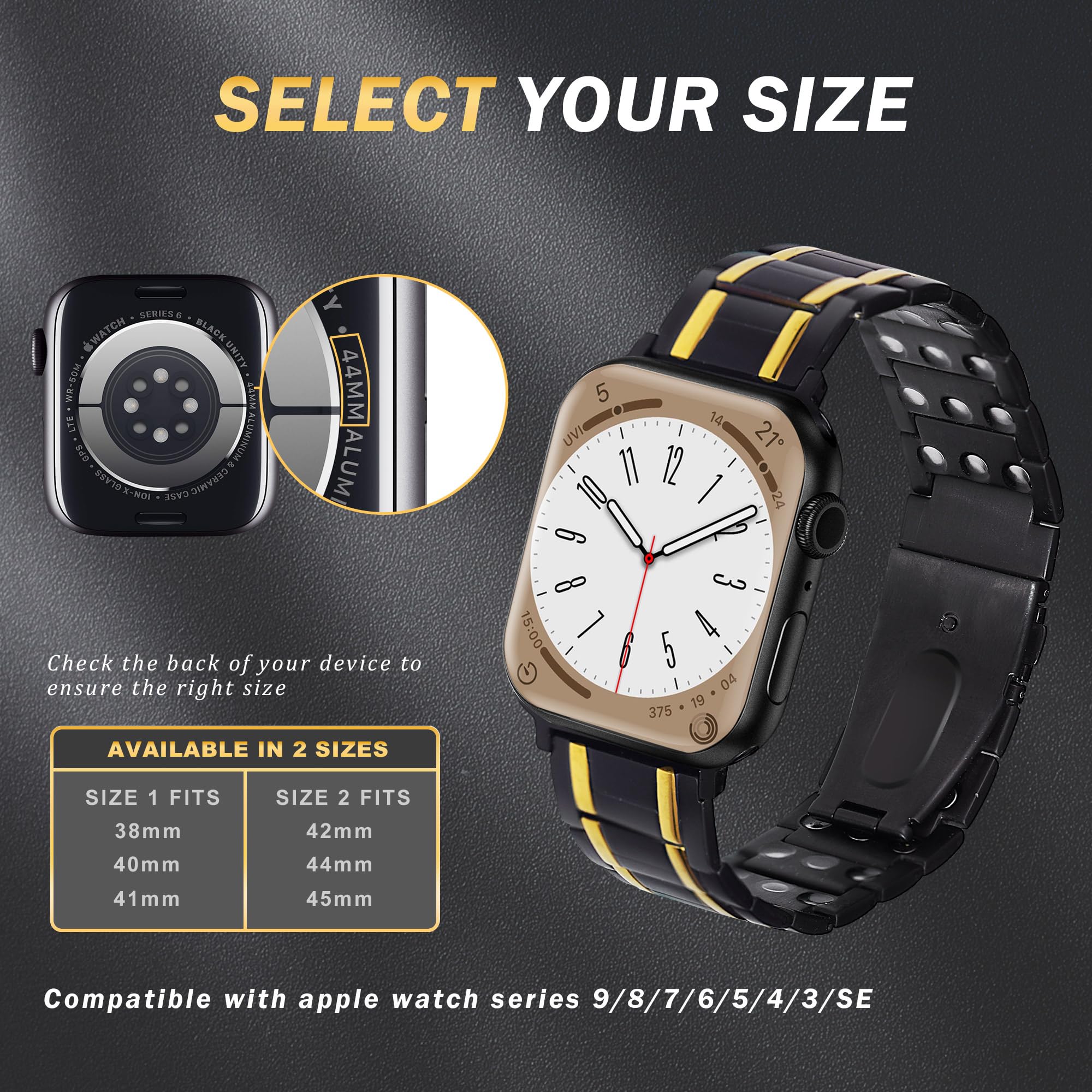 JFUME 18K Gold Titanium Magnetic Band Compatible with Apple Watch Band 38mm 40mm 41mm 42mm 44mm 45mm for iwatch Bands Series SE 9 8 7 6 5 4 3 2 2 - Image 4