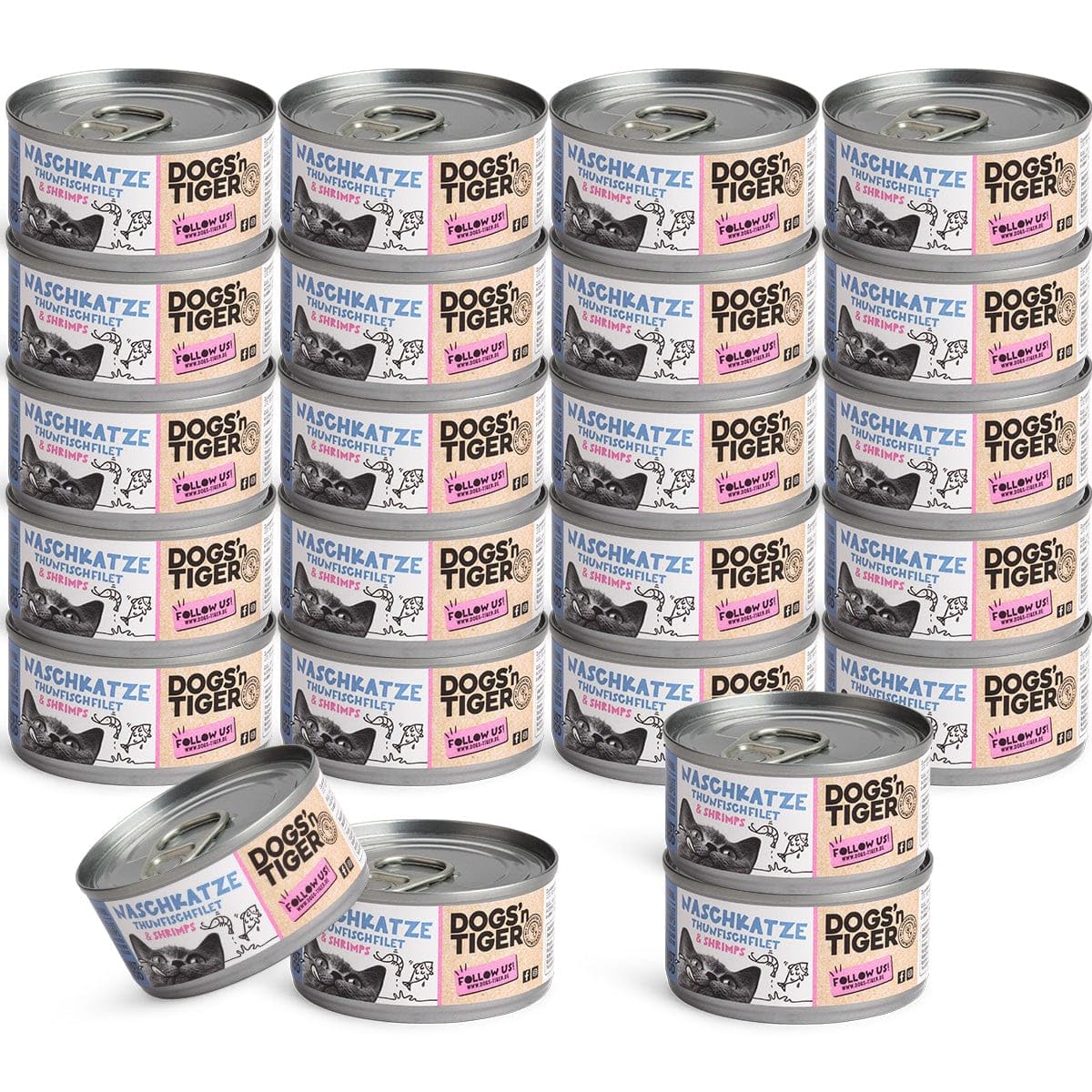 Dogs'n Tiger Naschkatze Nassfutter Katze, Thunfisch & Shrimps, 24x 70g