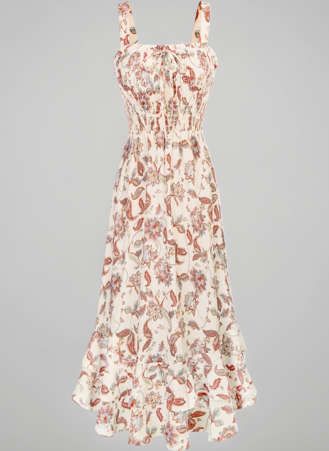 Women Summer Floral Maxi Dress Strappy Smocked A Line Dresses
