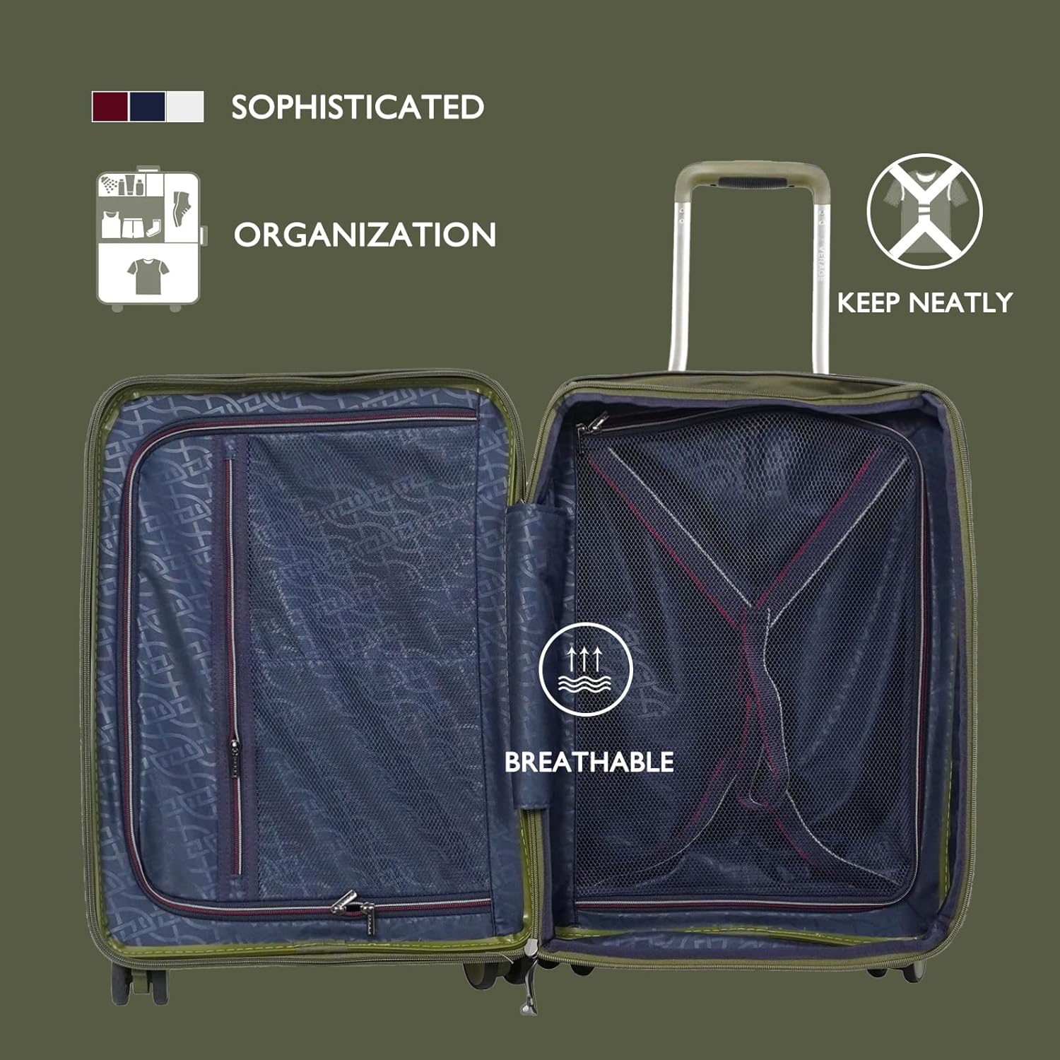 Verage Carry On Luggage With Spinner Wheels, Expandable Hardshell Spinner Suitcase for Travel, TSA Approved, (Carry-On 20-Inch, Moss green)