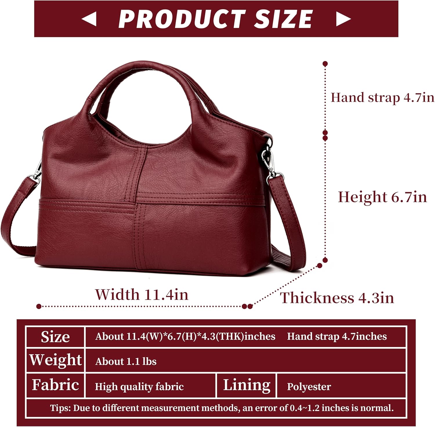 Tote Bag For Women Work Shoulder Crossbody Top Handle Purse with Zipper Handbags With Adjustable Strap