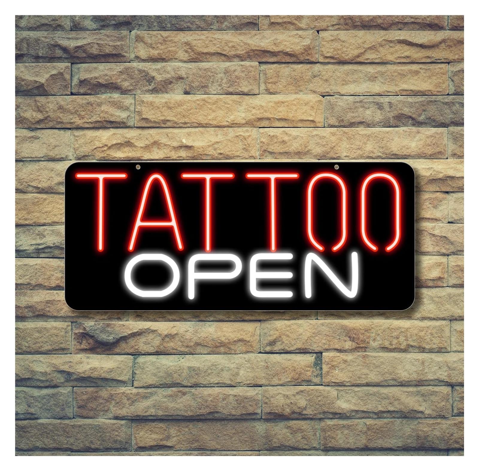 Shouxi One Color Sign Lamp Tattoo Open Neon Sign, Tattoo Parlor Neon Open Sign Tattoo Wall Decoration Neon Dimmable Tattoo Salon Light 17.78Cmx43.18cm