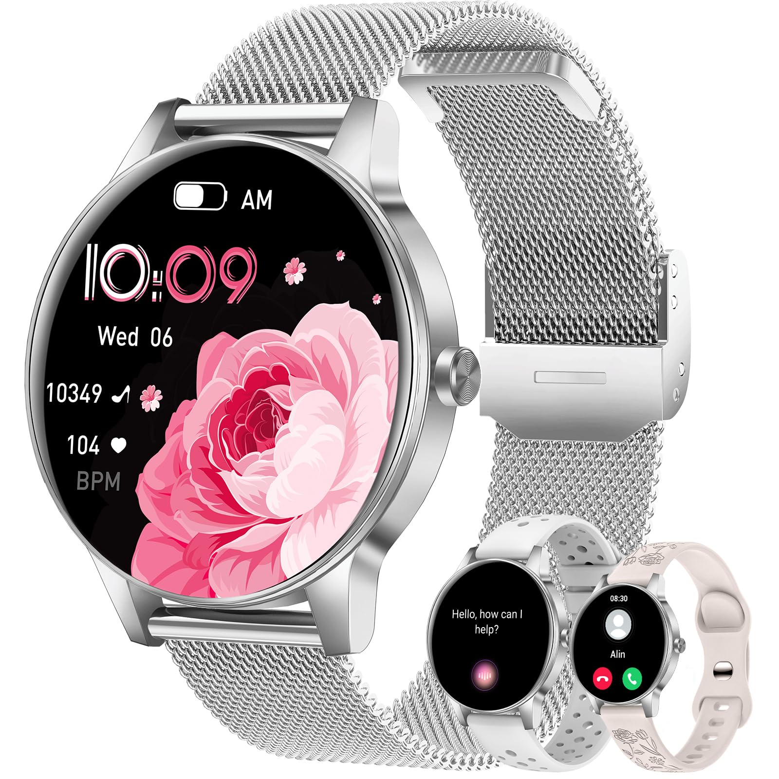 Photo 1 of Smart Watch for Women(Answer/Make Calls), 1.27" HD Screen Fitness Tracker with Heart Rate/Sleep Monitor, 130+ Sport Modes IP68 Waterproof Activity Tracking, Smartwatch for Android iPhone, Silver