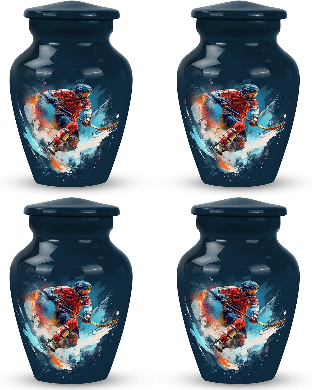 Ice Hockey Urns for Human Ashes, Cremation Urn, Urns for Ashes Adult, Memorial Urns for Human Ashes, Decorative Urns for Ashes - Keepsake Set of 4-3"