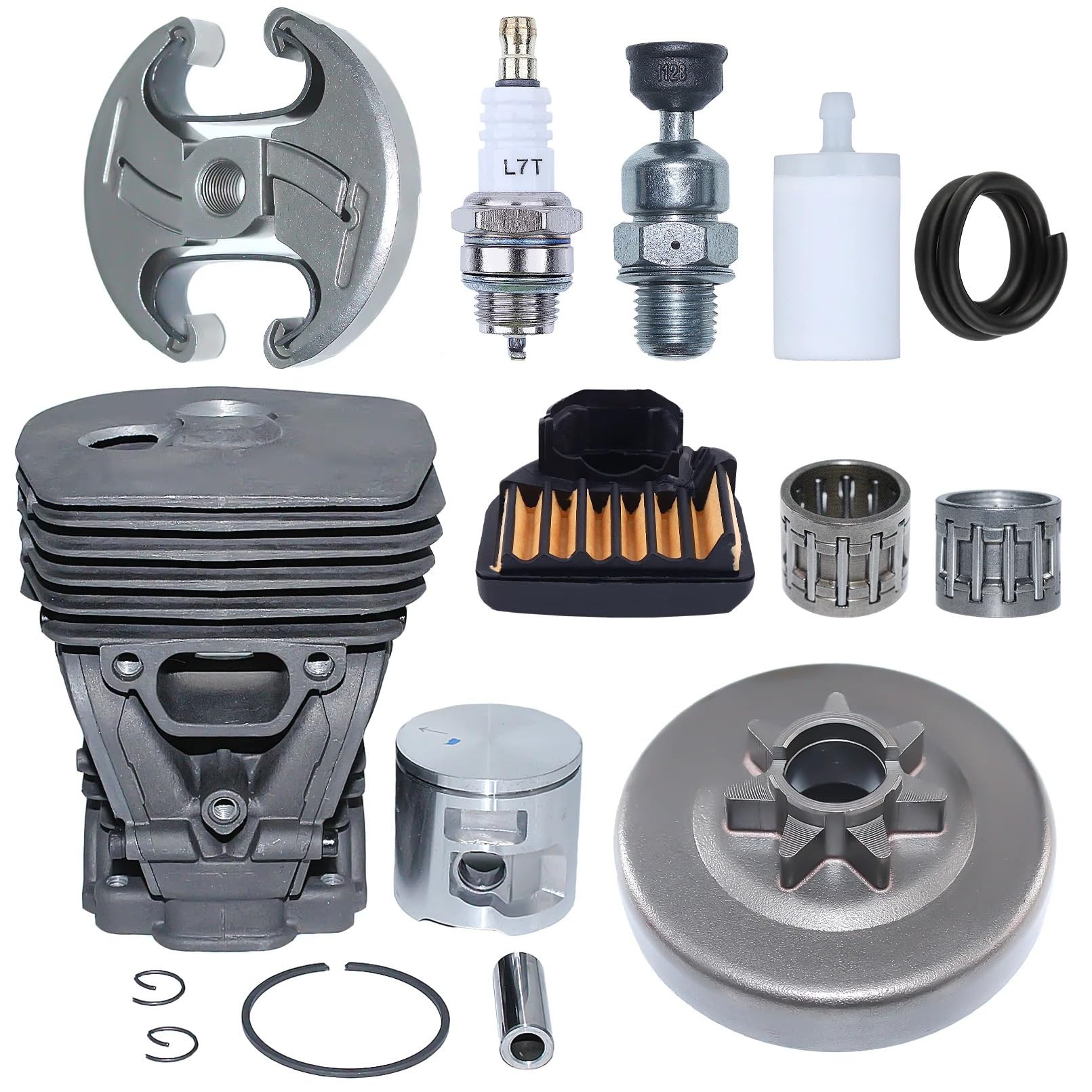 Kit de pistón de cilindro de 47mm for motosierras for Hus 455 460, piezas de repuesto con bujía de cojinete de aguja de tambor de embrague