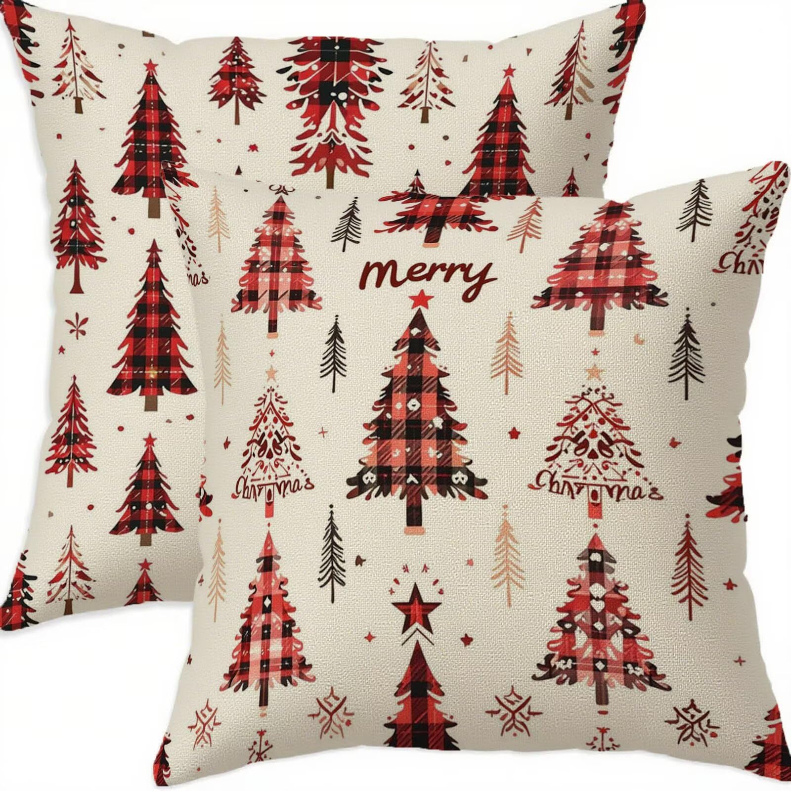 Housse coussin Noël 65x65cm grand format imperméable rouge pour canapé salon